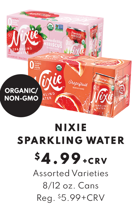 Nixie Sparkling Water, assorted varieties (8) 12 ounce cans - $4.99 + crv