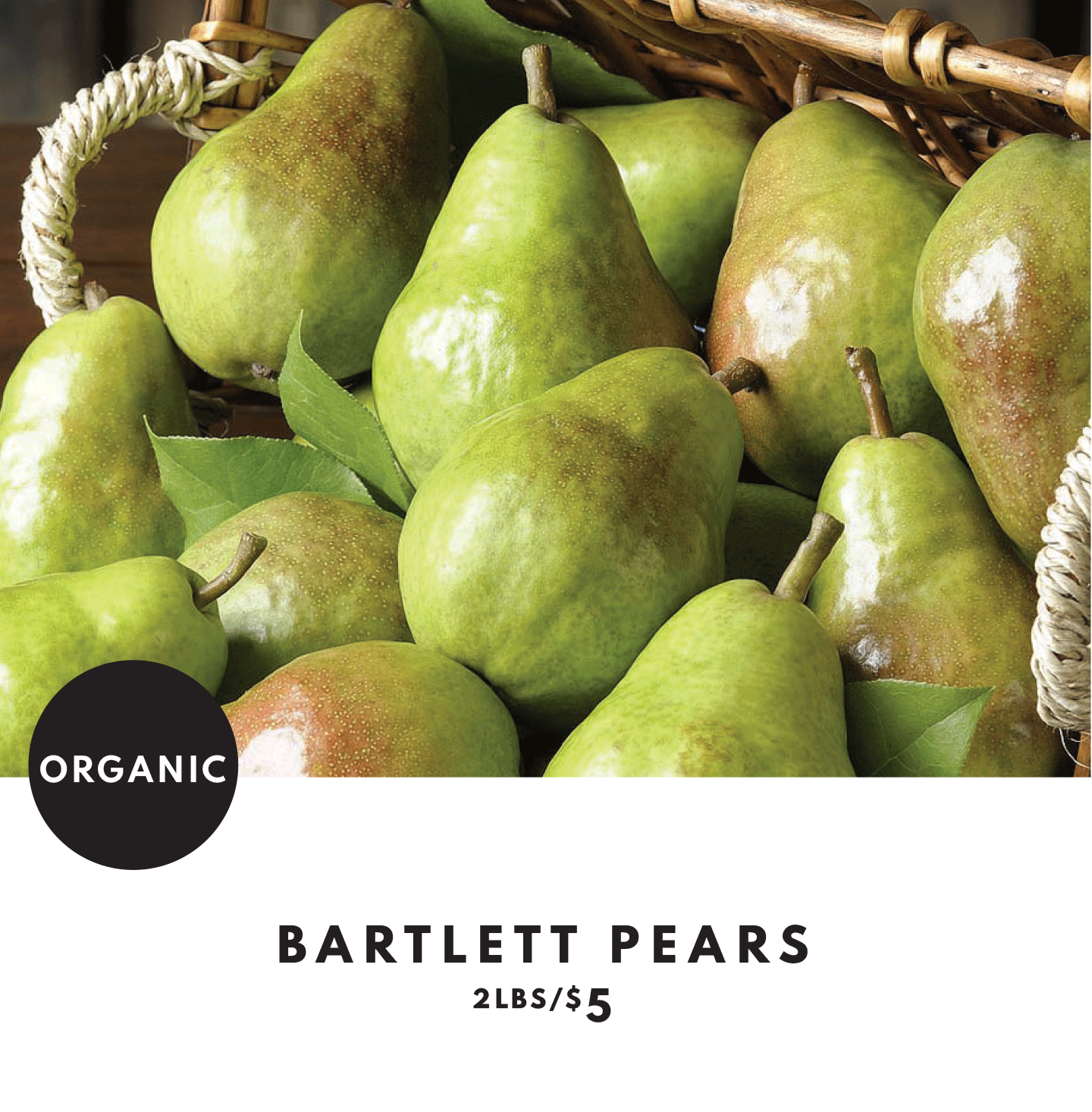 Organic Bartlett Pears - 2 pounds for $5