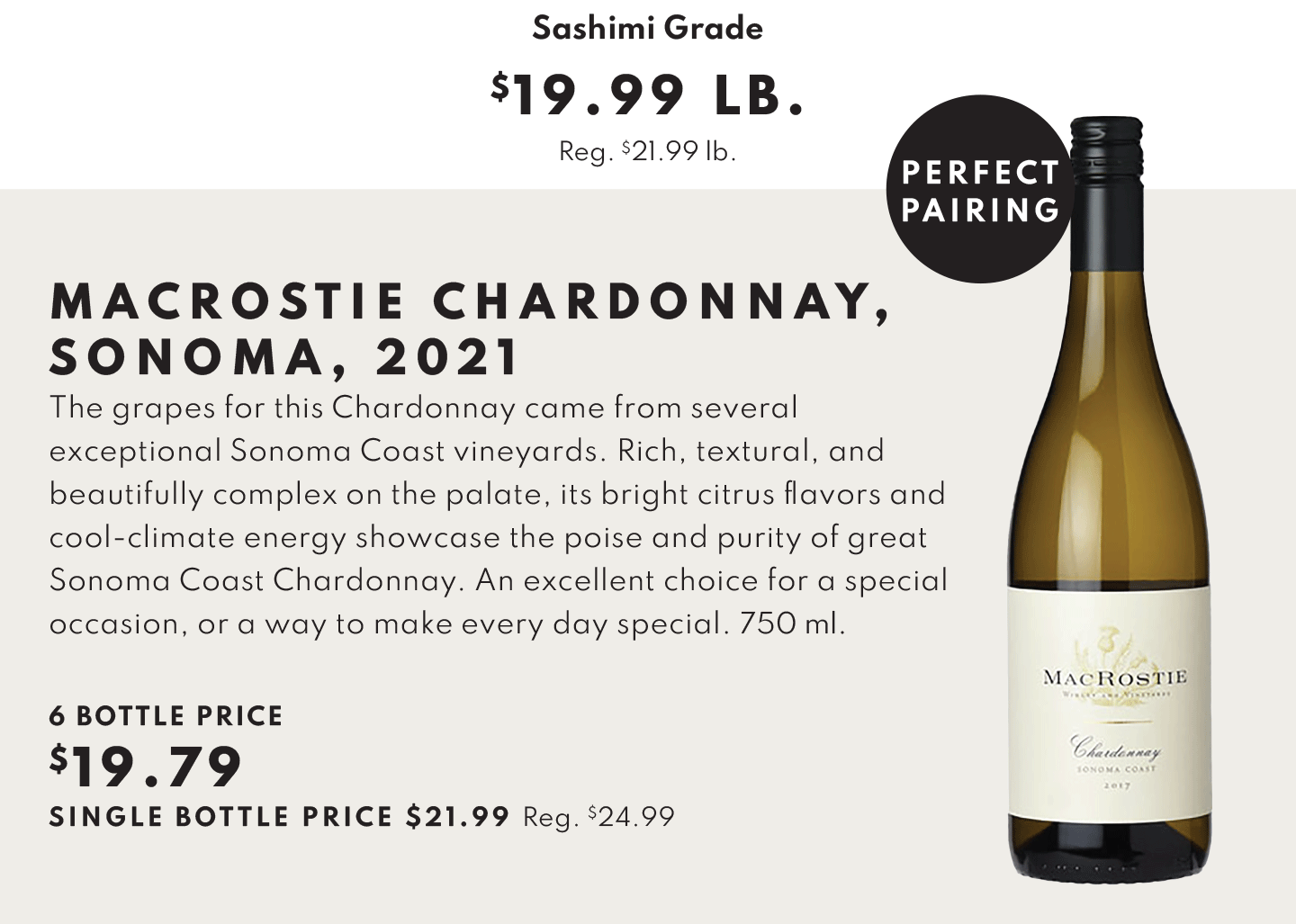 Macrostie Chardonnay, Sonoma, 2021 $19.79 6 bottle price