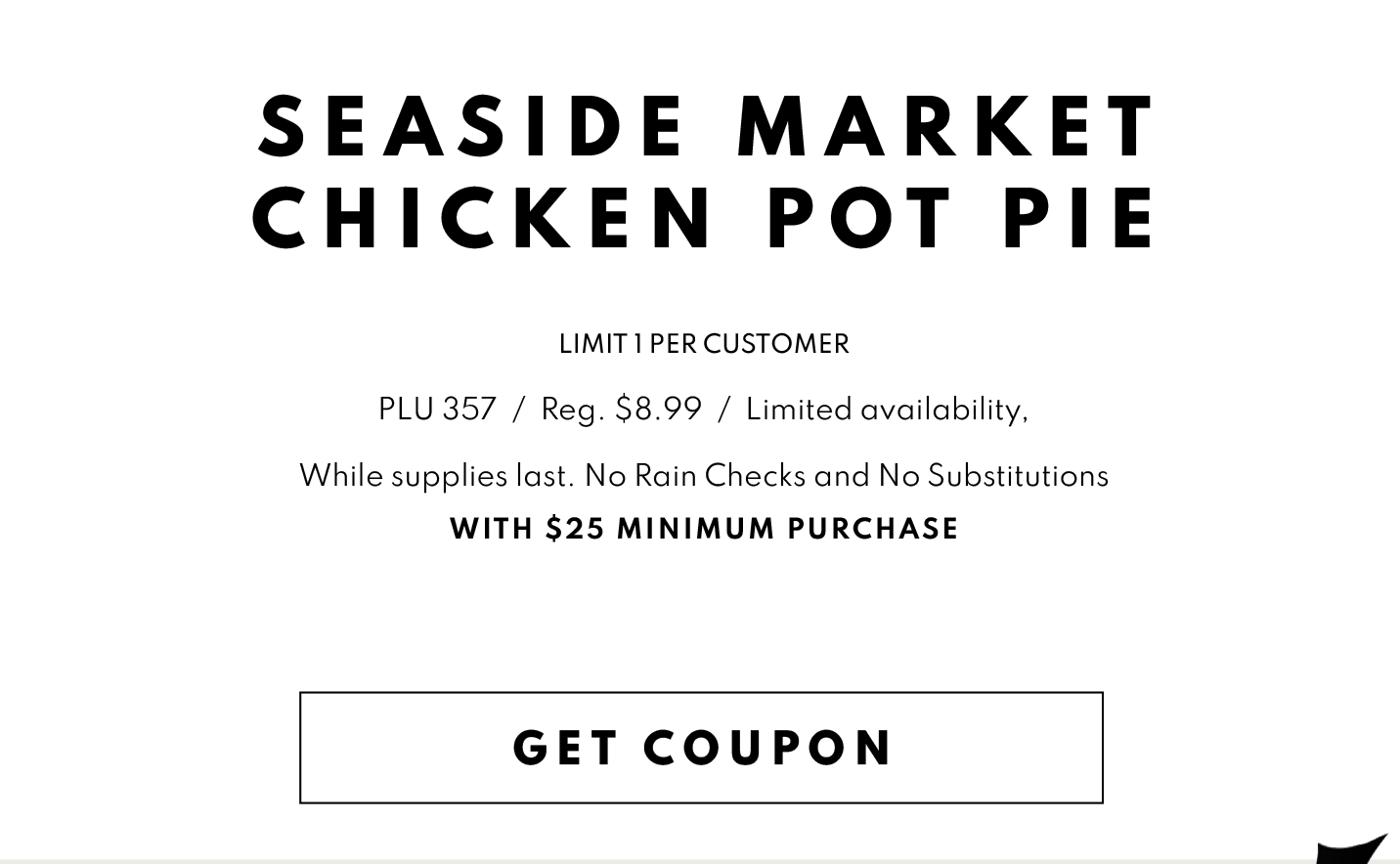 Get Coupon for a FREE Seaside Market Chicken Pot Pie