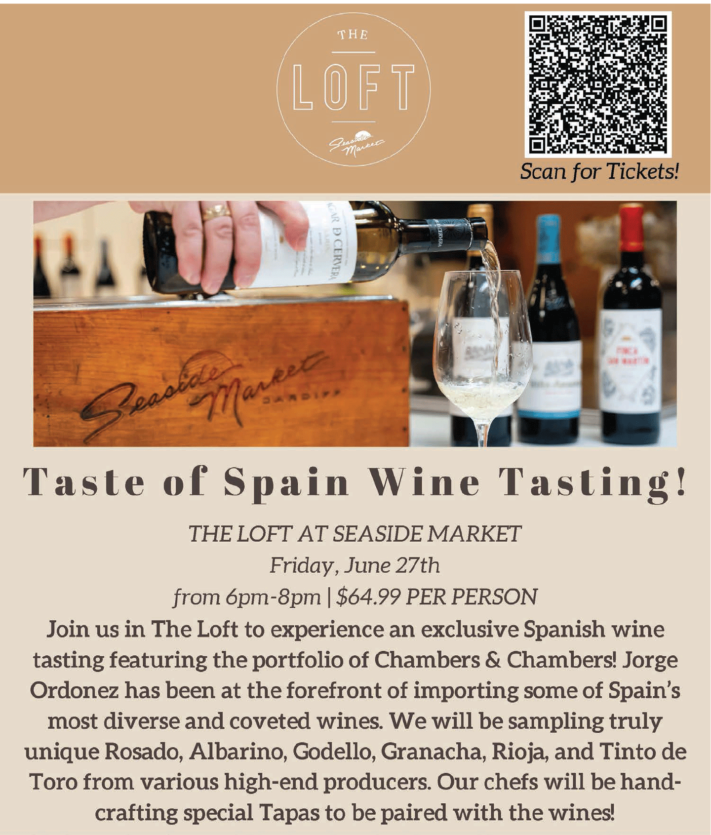 Taste of Spain Wine Tasting Event! Friday, June 27th - 6-8pm, $64.99 per person
