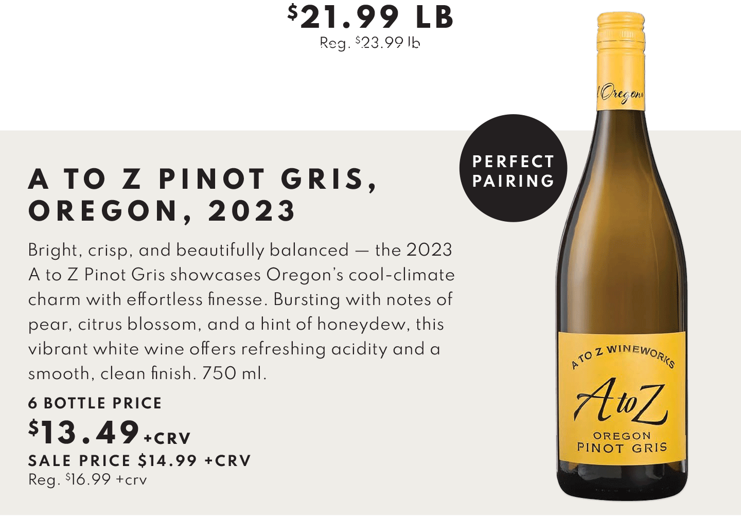 WILD CAUGHT SASHIMI GRADE ALBACORE TUNA $17.99 LB AND ARGIOLAS 'COSTAMOLINO' VERMENTINO, ITALY, 2023 $13.49 (6 BOTTLE PPRICE)