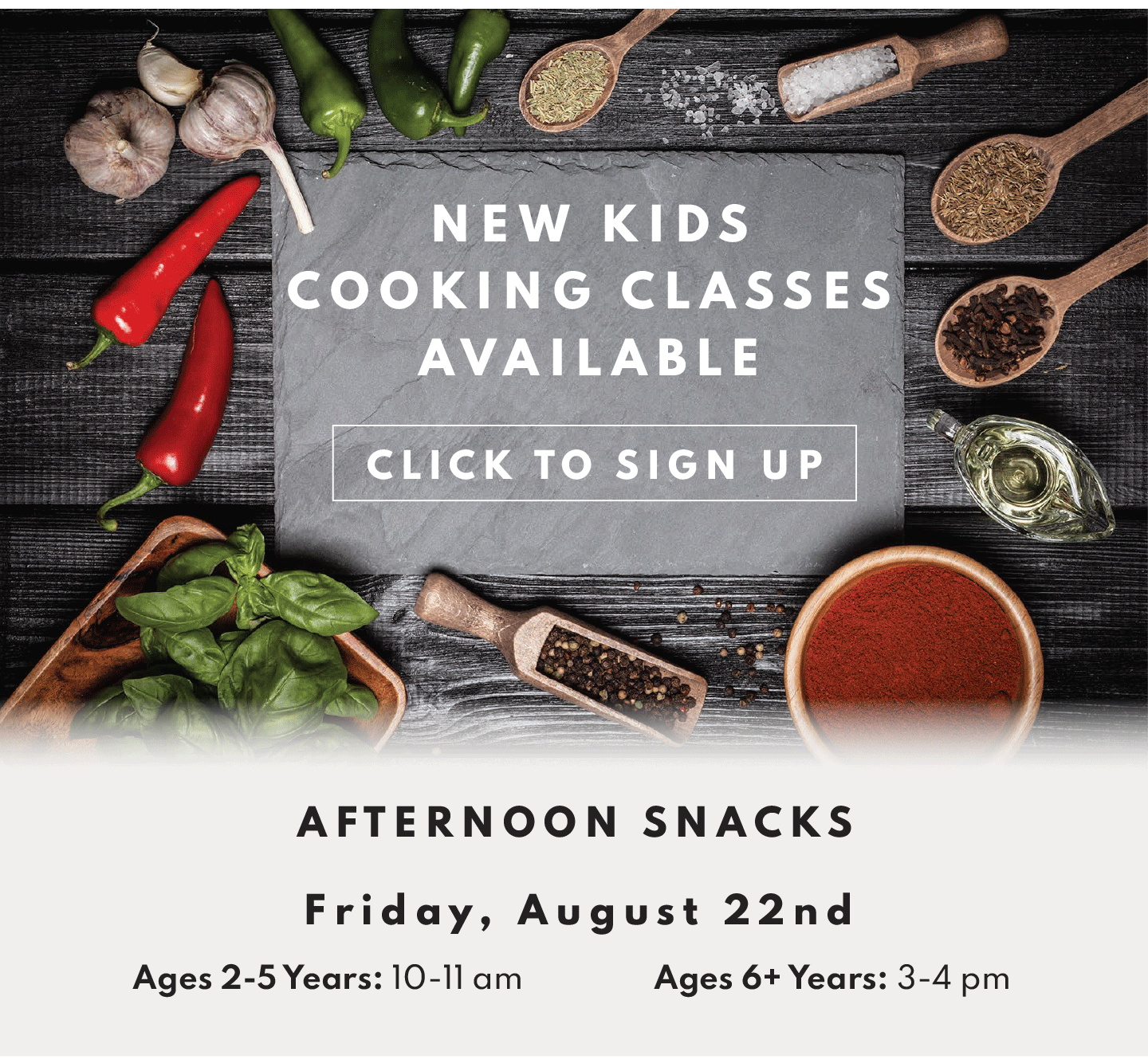 New kids Cooking Classes Available!